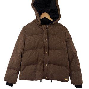 Scotch & Soda Lurex Quilted Puffer Jacket, Brown, Size XS, WORN TWICE